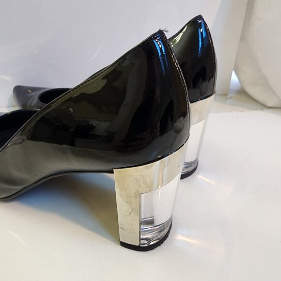 Stuart Weitzman Patent Leather W/Mirrored Clear Heel - Size 10 - Picture 7 of 10